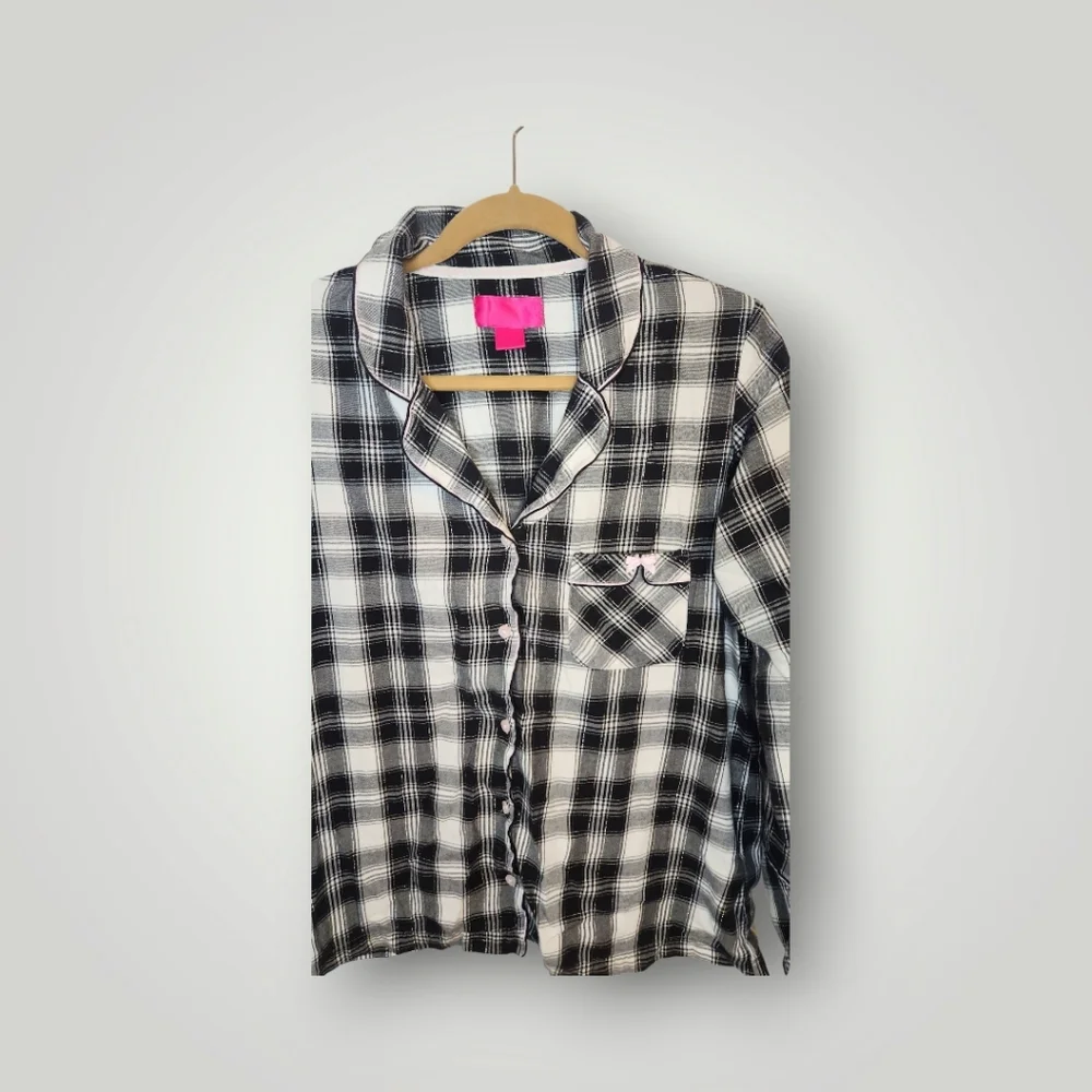 Victoria Secret Plaid Black and White women 2 piece Pajamas size M